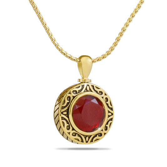 January Dark Red Gold Steel Keepsake