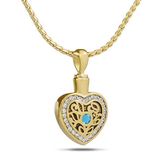 December w/ Blue Topaz Gold Steel Keepsake